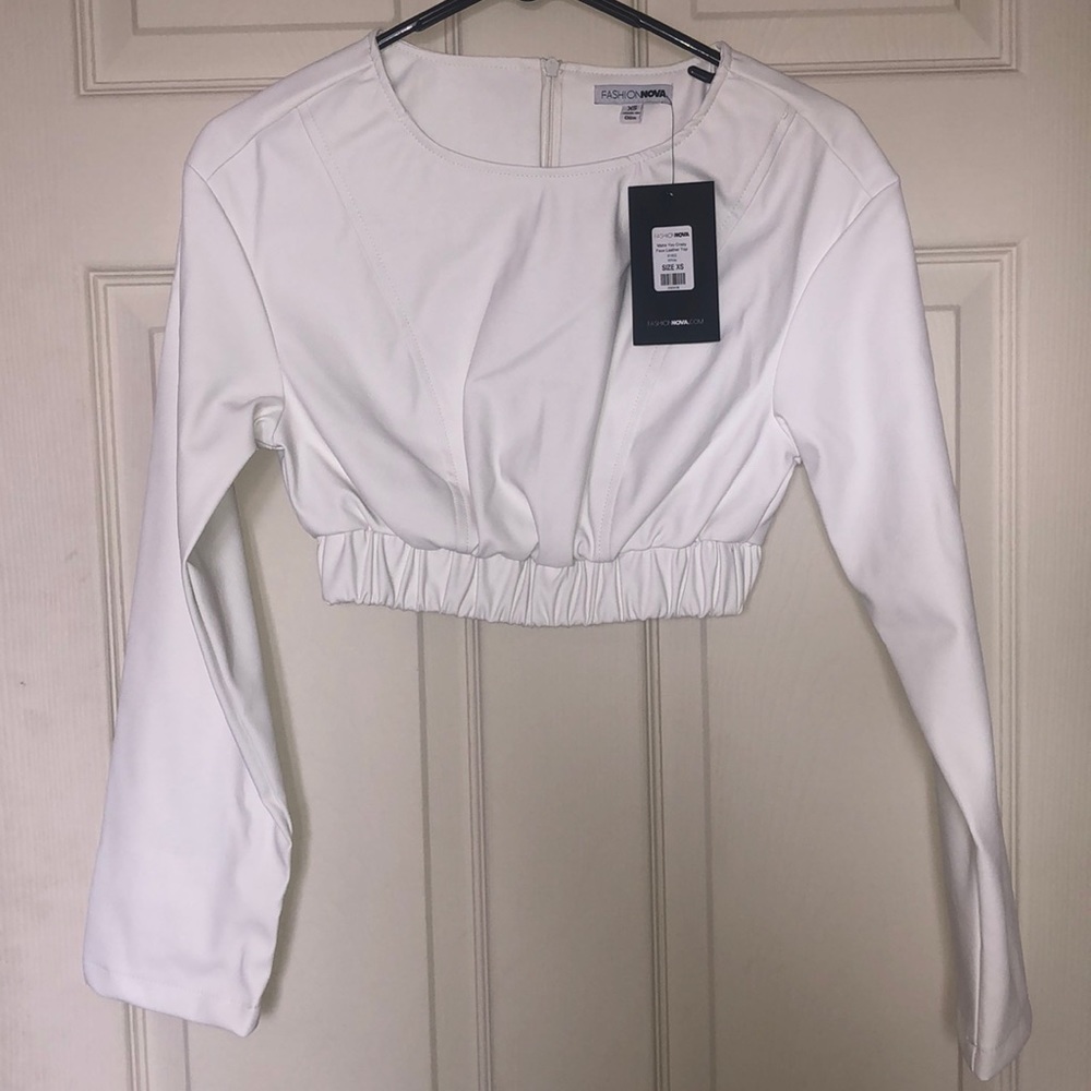 Faux leather crop top